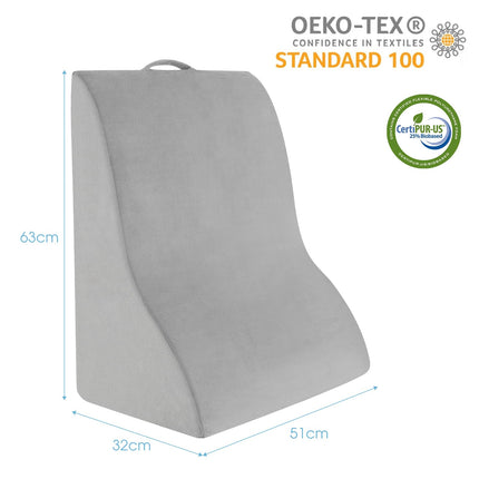 GIANTEX back cushion reading pillow sofa, wedge cushion bed multifunctional wedge cushion, vein cushion for elevating legs, leg elevation cushion with removable cover, support cushion for legs gray