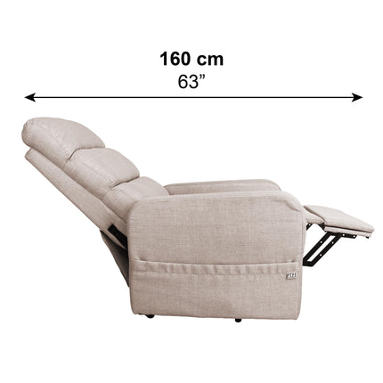 PEPE Mobility - Electric TV chair with stand-up aid, linen fabric, senior chair with motor, TV chair, beige