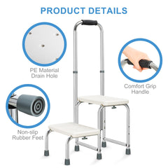 REAQER Bathtub Step with Grab Bar for Seniors… White