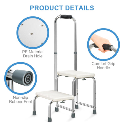 REAQER Bathtub Step with Grab Bar for Seniors… White