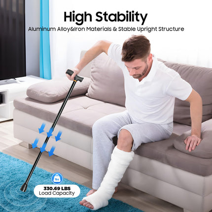 Stair climbing stick, balance walking stick with base, adjustable walking stick made of aluminum and iron, for seniors and mobility aids (max. load capacity 150 kg)