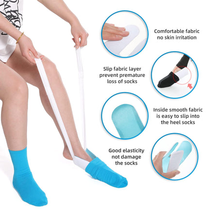 2 pieces of sock and trouser aid, dressing aid for elderly and disabled pregnant women (sock aid*1, trouser aid*1)
