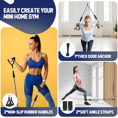 Fokky Fitness Bands, Set of 5 Resistance Bands, Resistance Bands with 5 Resistance Levels with Door Anchor, Handles, Ankle Straps, Ideal for Yoga, Pilates, Muscle Building, Exercise Band for Men and Women