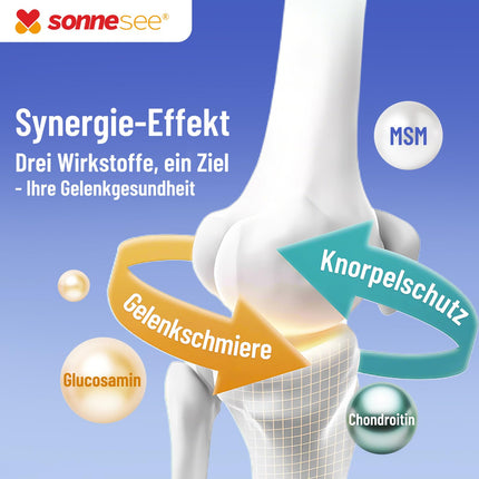 Sonnesee Joint 16-fold Glucosamine &amp; Chondroitin with MSM Collagen L-Methionine D3 K2 Zinc Turmeric for normal collagen formation*produced in Germany