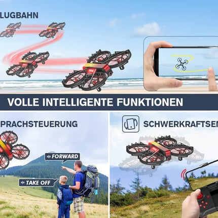 Mini Drone with Camera HD 720P for Kids, RC Drone Quadcopter with FPV WiFi Transmission, 2 Batteries, Altitude Hold, Gesture Control, Flight Path and 3D Flip Toy Gifts for Boys Girls Beginners