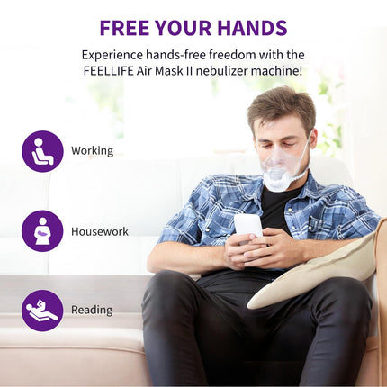 FEELLIFE Nebulizer, Quiet Nebulizer for Adults and Children, 3 Adjustable Modes, Ultralight Hands-Free Nebulizer, Nebulizer for Home and Travel, Rechargeable Battery