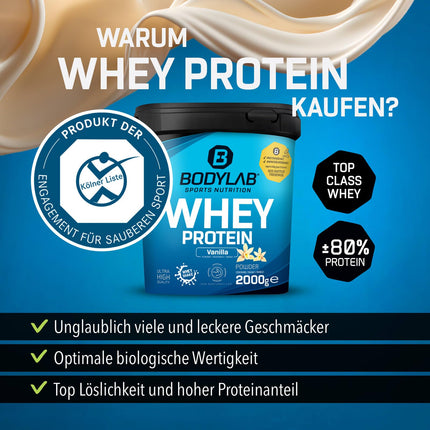 Bodylab24 Whey Protein Powder, Vanilla, 2kg