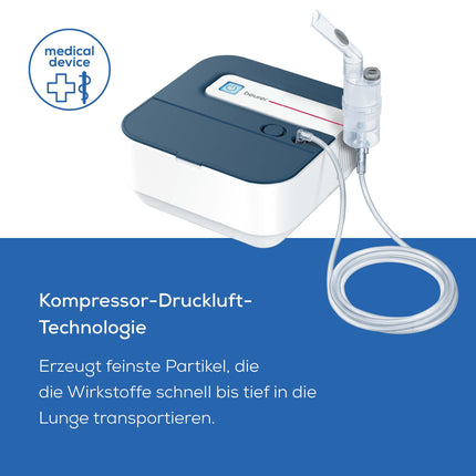Beurer IH 28 Pro Inhaler, nebulizer set with high-quality silicone masks &amp; nasal douche, high nebulization performance, inhalation device for respiratory therapy, for children &amp; adults