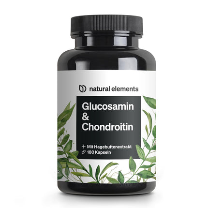 Glucosamine &amp; Chondroitin – 180 Capsules – with vitamin C for normal collagen formation* – high dosage, without unnecessary additives – produced in Germany &amp; laboratory-tested