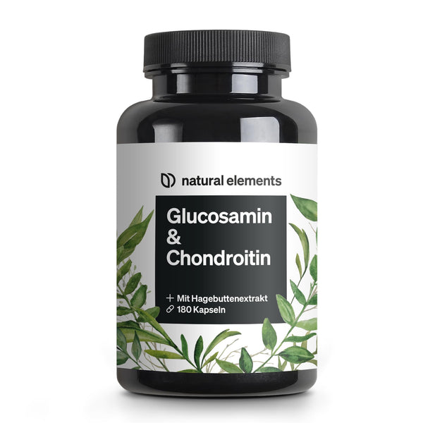 Glucosamine &amp; Chondroitin – 180 Capsules – with vitamin C for normal collagen formation* – high dosage, without unnecessary additives – produced in Germany &amp; laboratory-tested