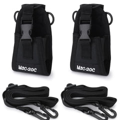 QWORK 2 Pack Radio Pouch, Tactical Walkie-Talkie Pouch, Intercom Pouch for Police Firefighter Security Officer (Black), Black