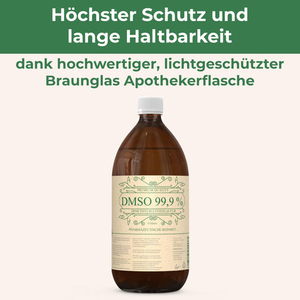 DMSO 500ml 99.9% pharmaceutical quality &amp; purity - DMSO Dimethyl Sulfoxide ph. EUR undiluted in a light-protected amber glass pharmacy bottle - DMSO 99.9% 500ml