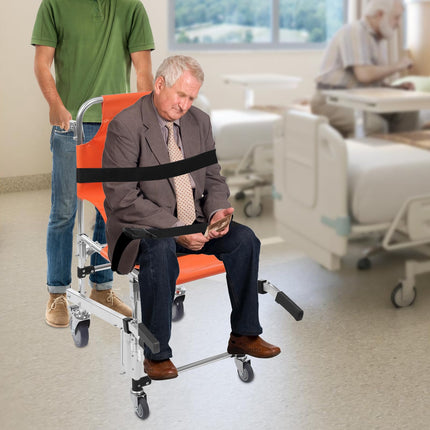 Aluminum alloy stair chair, lightweight folding stair chair with quick release, evacuation chair for ambulance firefighters, up to 160 kg (orange)
