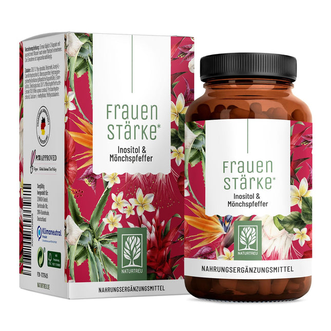 NATURTREU® Women's Strength Myo Inositol &amp; Monk's Pepper High Dose - 90 Women's Vitamin Capsules with L-Carnitine, Folic Acid, B12 &amp; Iron - Vitex Agnus Castus