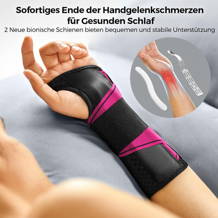FREETOO Lightweight Wrist Support with Bionic Carpal Tunnel Splint, [One-Step Wear] Wrist Wraps for RSI, Tendonitis, Extended Wrist Splint for Women Men
