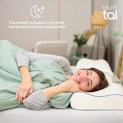 Blumtal neck support pillow - orthopedic pillow - memory foam pillow - Oeko-TEX certified pillow for neck pain - ergonomic pillow for side sleepers - neck pillow for bed - neck pillow