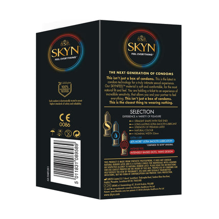SKYN Selection Variety Box Set Condoms (50 pieces) &amp; Elite Condoms (10 pieces) | Variety Pack with 10 Original, 20 Intense Feel &amp; 20 Extra Lube Condoms, Thin Condoms, can be used with our Lubes