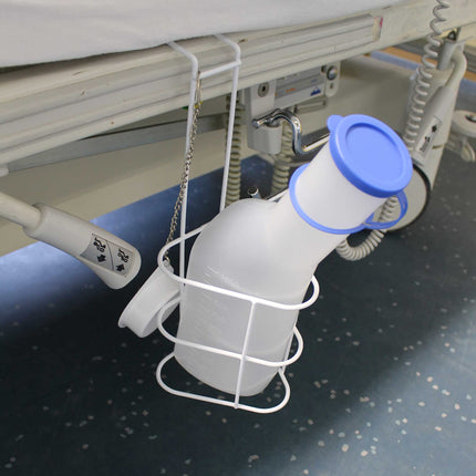 Medi-Inn Urinal Bottle PP 1000 ml for Men Milky White | with Bed Holder
