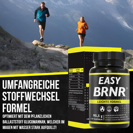 BRNR EASY BRNR Light Formula 5-in-1, Metabolism Treatment with Choline, Blood Sugar Level Formula with Chromium, Fiber Glucomannan, Green Tea Extract, 120 Capsules
