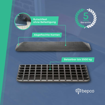 Bepco wheelchair ramp - door edge ramp - threshold ramp - rubber curb ramp - access ramp - door threshold ramp (10.3 x 90 x 61 cm)
