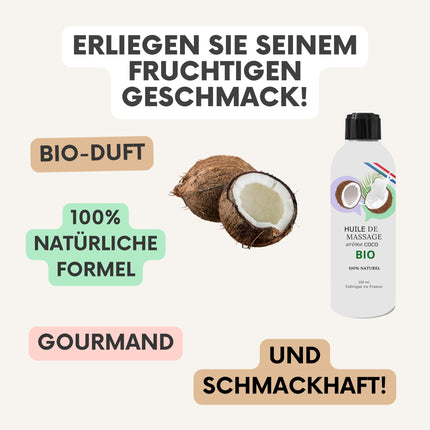 Massage oil for sex - Edible coconut oil. Lubricant for the intimate area. Couple adult fun, relaxing, aphrodisiac, oral toy. Valentine's Day, organic, 100% natural.