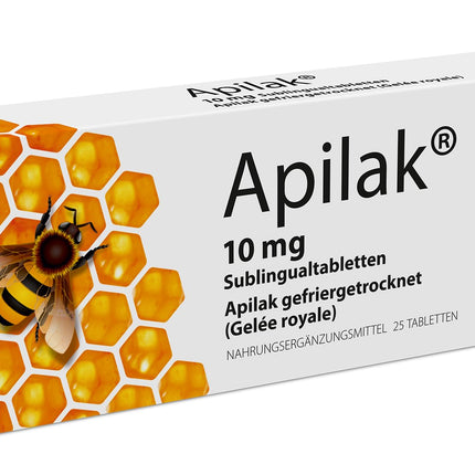 Apilak Grindex 10 mg - Dietary Supplement with Liophilized Royal Jelly | Support for Adults and Children | 25 Natural Sublingual Tablets