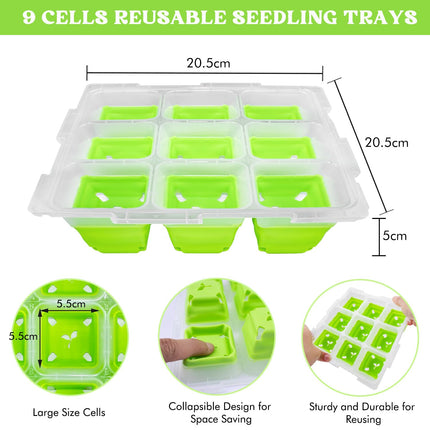 QTUN Growing Tray Pot Tray 4 Pieces 36 Planting Holes, Reusable Indoor Greenhouse Grow Box, Mini Greenhouse Grow Trays for Plants, Herbs, Flowers, Vegetables and Fruits