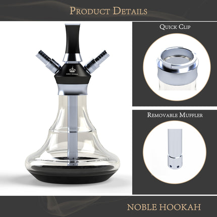 NOBLE HOOKAH Shisha Set Small Shisha Mini Shisha to go with high-quality accessories - hand-blown bottle 2 hoses
