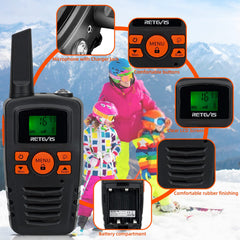 Retevis RA635 Walkie Talkie 4-pack, 16 channels, PMR446 license-free, long range, CTCSS/DCS, VOX, LED flashlight, walkie-talkies gifts for adults and children, skiing and outdoor activities