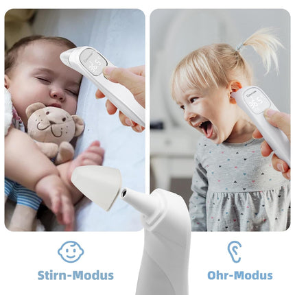 Berrcom Fever Thermometer Contactless Forehead and Ear Thermometer Digital Medical Thermometer Infrared Forehead Thermometer for Baby, Adult with Fever Alarm, Instant Reading
