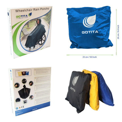 GOTITA – The wheelchair poncho – The versatile rain cover for wheelchairs – easy to use, easy to put on and take off – Italian design (Royal Blue)