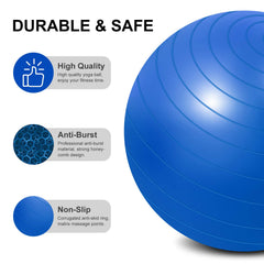 flintronic Exercise Ball, 65 cm Ultra-Thick Anti-Explosion Yoga Ball with Inflatable Foot Pump, Robust Maximum Load Fitness Ball for Sports Fitness, Yoga, Pilates