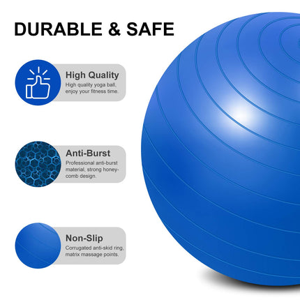 flintronic Exercise Ball, 65 cm Ultra-Thick Anti-Explosion Yoga Ball with Inflatable Foot Pump, Robust Maximum Load Fitness Ball for Sports Fitness, Yoga, Pilates