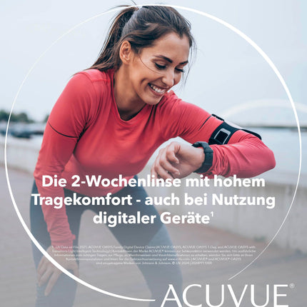 ACUVUE OASYS 2-week contact lenses for day and night with -3 dpt and BC 8.4 – UV protection, dryness protection &amp; extremely comfortable wearing – 6 lenses