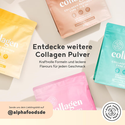 Collagen Powder [2x 400g] | Premium Collagen Hydrolysate | Peptides Types 1, 2 &amp; 3 | High-Dose Collagen Powder with Hyaluronic Acid and Elastin | Tasteless | Made in Germany | Alpha Foods