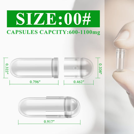 WANANFU Vegan Empty Capsules Size 00 (100 Pieces) Bundle with 2 Micro Spoons, Empty Capsules for Filling, Compatible with Capsule Filler Size 00