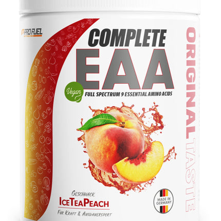 EAA Powder 500g ICE TEA PEACH - 12,500mg essential amino acids - incredibly delicious &amp; refreshing - COMPLETE EAA with all 9 EAAs including histidine - EAA vegan amino acid powder - Amino Workout Drink
