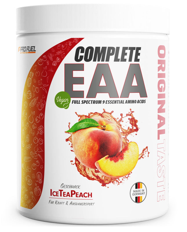 EAA Powder 500g ICE TEA PEACH - 12,500mg essential amino acids - incredibly delicious &amp; refreshing - COMPLETE EAA with all 9 EAAs including histidine - EAA vegan amino acid powder - Amino Workout Drink