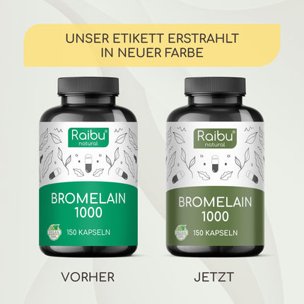 Bromelain High Dose Capsules I 1000 mg per day I 150 gastro-resistant capsules I Natural pineapple extract I Produced and laboratory-tested in Germany