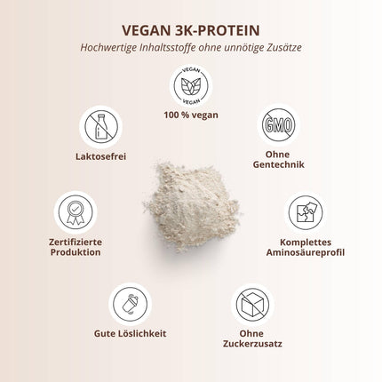 Nutri + Vegan Protein Powder Neutral without sweeteners + sugar with 85% protein - Vegan Protein Powder 1 kg unsweetened - Natural Protein Powder