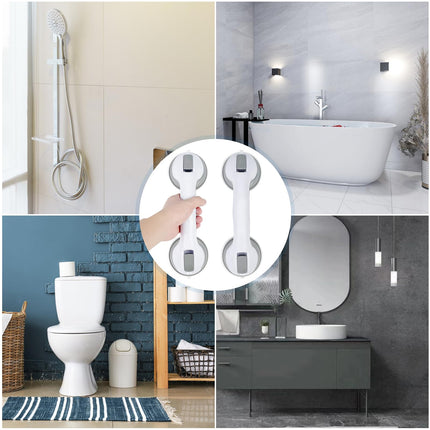 Fousenuk Grab Bars for Seniors, 2 Pack Shower Without Drilling Bathroom, Suction Cup Shower Handle with Bathtub Handle Support Handle, Disabled Toilet Grab Bar, Suction Handle Bathtub for Disabled Elderly People