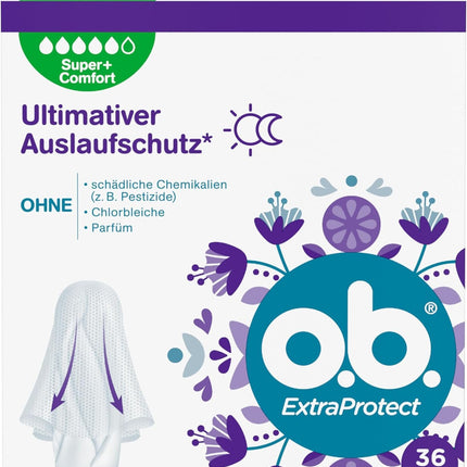 whether ExtraProtect Super + Comfort (36 pieces), tampons for very heavy days, Dynamic Fit technology &amp; extra protective wings for up to 100% leakage protection during your period