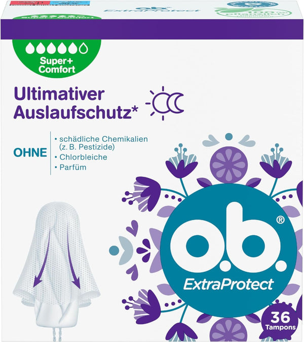 whether ExtraProtect Super + Comfort (36 pieces), tampons for very heavy days, Dynamic Fit technology &amp; extra protective wings for up to 100% leakage protection during your period