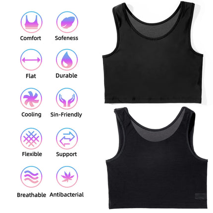 XUJI Binder Transgender FTM Breathable Chest Binder (B, 2XL)