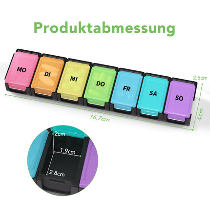Opret Pill Box 7 Days German - Pill Box Rainbow Pill Box, Pill Box Tablet Organizer Weekly Box Medicine Box