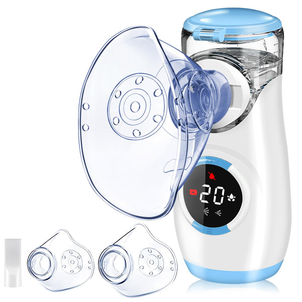 Wholede Digital Nebulizer, Nebulizer for Babies, Children, and Adults, Nebulizer with Countdown to Atomization, Quiet Portable Inhaler with 2 Masks and Mouthpiece - Blue