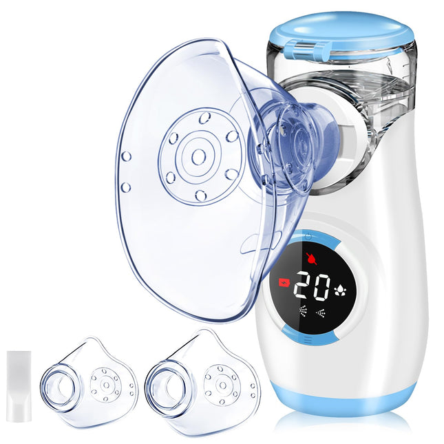 Wholede Digital Nebulizer, Nebulizer for Babies, Children, and Adults, Nebulizer with Countdown to Atomization, Quiet Portable Inhaler with 2 Masks and Mouthpiece - Blue