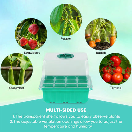 Towwoo Indoor Greenhouse Propagator, 6 Pieces 72 Cells Mini Greenhouse Propagation Set with 8LED Plant Lamp and Seedling Heat Mat and Gloves, Trays Greenhouse Propagation Tray for Plant