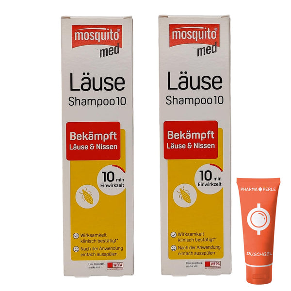 Mosquito med Lice Shampoo 2x 100ml - Fights head lice and nits | Fast and effective | Practical application | Lice remedy | Lice treatment | Value set plus Pharma Perle giveaway