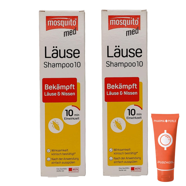 Mosquito med Lice Shampoo 2x 100ml - Fights head lice and nits | Fast and effective | Practical application | Lice remedy | Lice treatment | Value set plus Pharma Perle giveaway